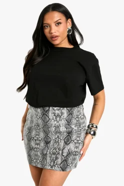 Plus Sequin Snake Mini Skirt