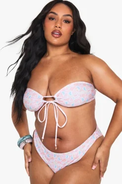 Plus Shell Print Trim Bandeau Top
