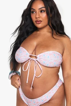 Plus Shell Print Trim Bandeau Top