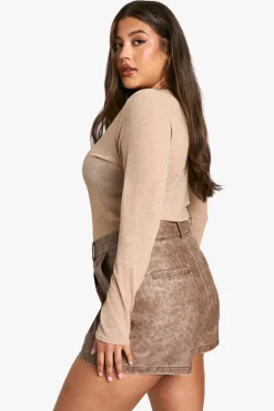 Plus Shorts en synthétique lavé à plis pour grande taille