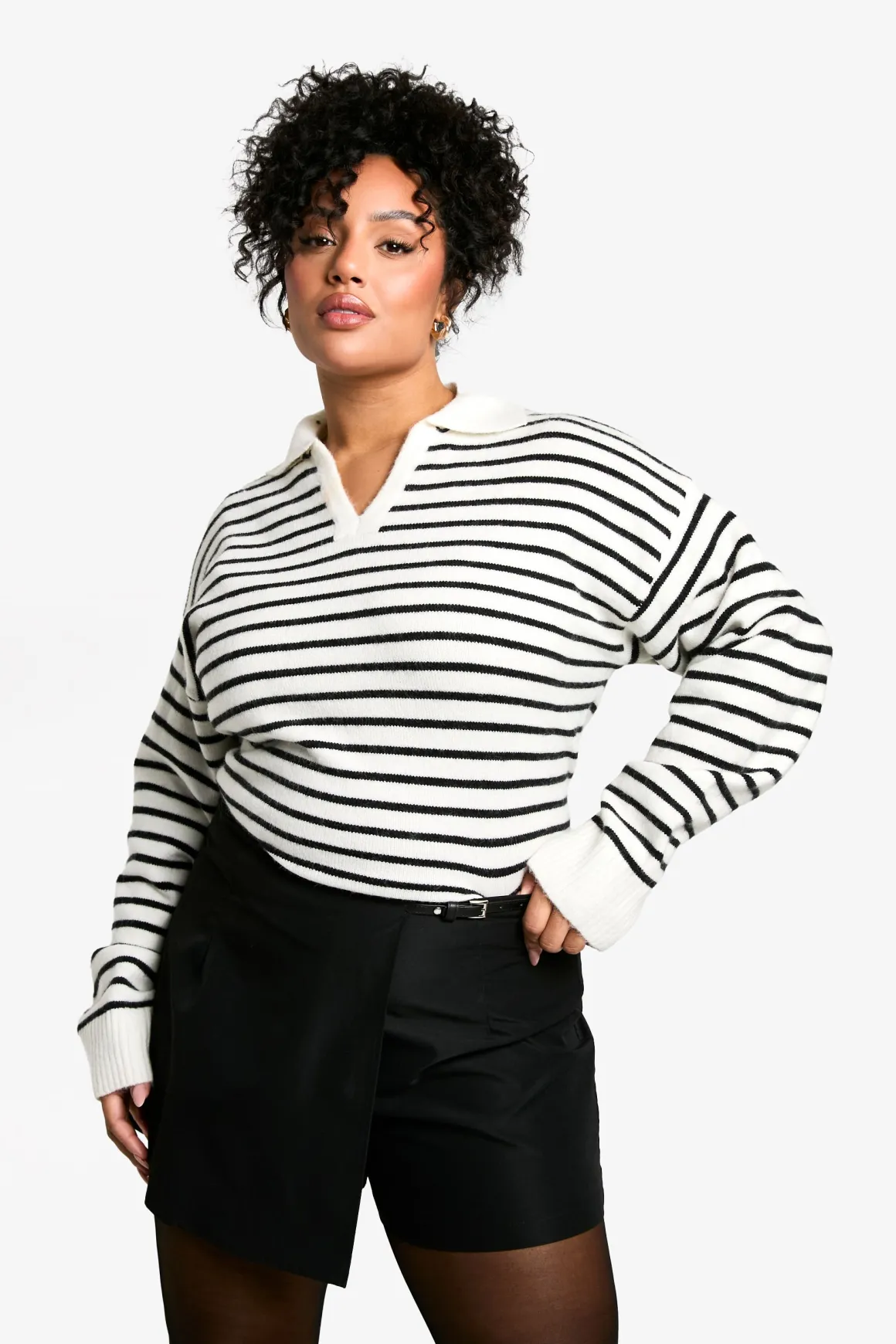 plus skort drapé à détails de ceinture