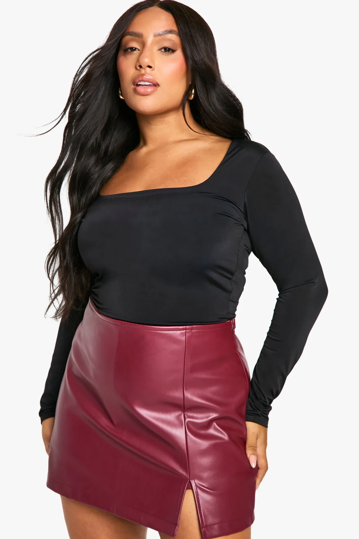 Plus skort synthétique à ourlet fendu