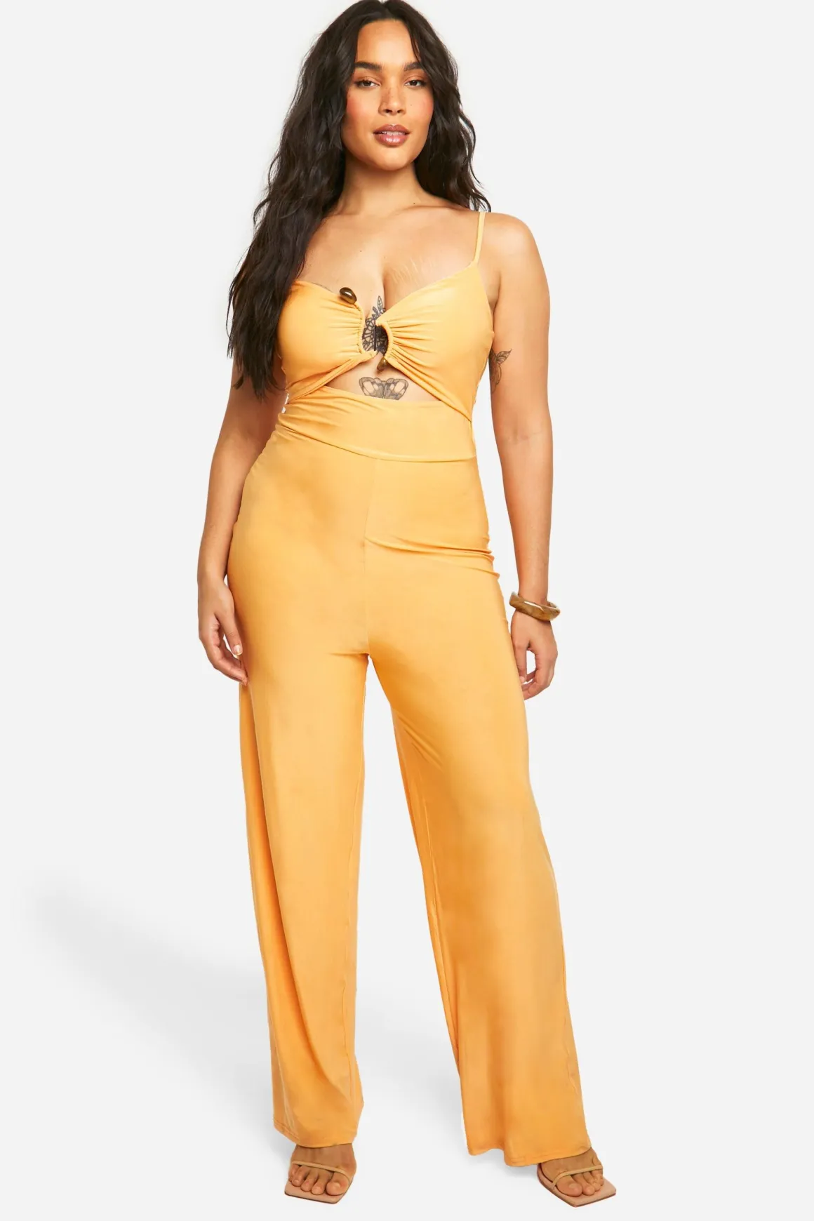 Plus Slinky Combinaison grande taille à jambes larges avec devant plissé