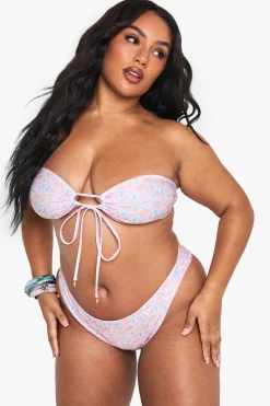 boohoo Plus Slip de Bain Taille Haute à Imprimé Coquillage Plus<Femme Maillots De Bain