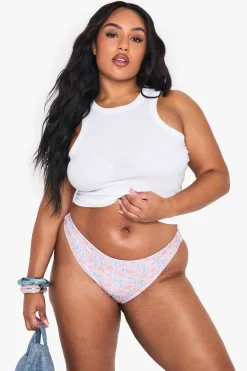 boohoo Plus Slip de Bain Taille Haute à Imprimé Coquillage Plus<Femme Maillots De Bain
