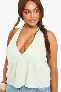PLUS SMOCK HALTER EN GINGHAM POUR TAILLES PLUS