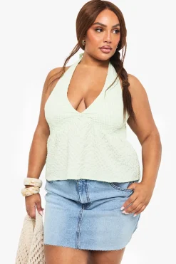 PLUS SMOCK HALTER EN GINGHAM POUR TAILLES PLUS