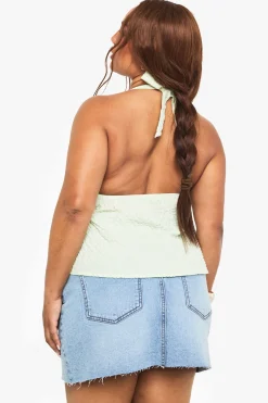 PLUS SMOCK HALTER EN GINGHAM POUR TAILLES PLUS