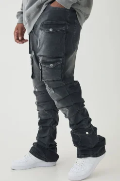 Plus Stacked Jeans évasés à poches cargo multiples