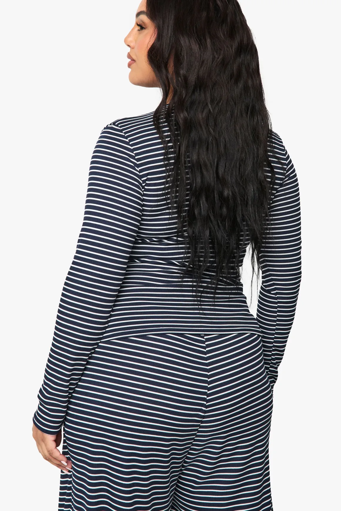 Plus Stripe Button Front Top