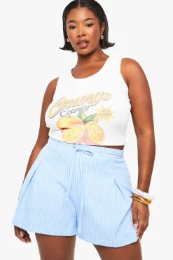 PLUS STRIPE PLEATED FLIPPY SHORT