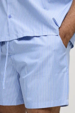 boohooMAN Plus Stripe Popeline, coupe décontractée à cordon de serrage Shorts<Homme Shorts|Tout Afficher