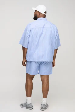 boohooMAN Plus Stripe Popeline, coupe décontractée à cordon de serrage Shorts<Homme Shorts|Tout Afficher