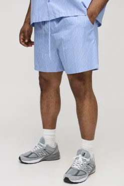 boohooMAN Plus Stripe Popeline, coupe décontractée à cordon de serrage Shorts<Homme Shorts|Tout Afficher