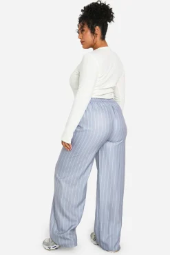 Plus Stripe Woven Drawstring Trousers