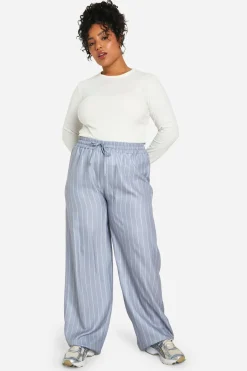 Plus Stripe Woven Drawstring Trousers