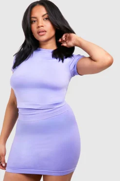 boohoo Plus Supersoft Premium Top Sans Couture avec Détail de Couture et Dos Ouvert<Femme Vêtements De Sport|Tops