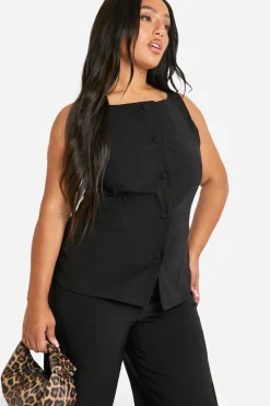 Plus Super Stretch Gilet à Ligne Longue Ajusté & Pantalon à Jambes Larges