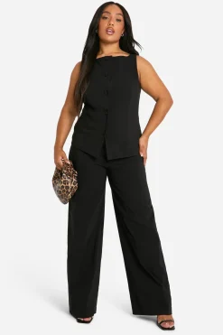Plus Super Stretch Gilet à Ligne Longue Ajusté & Pantalon à Jambes Larges