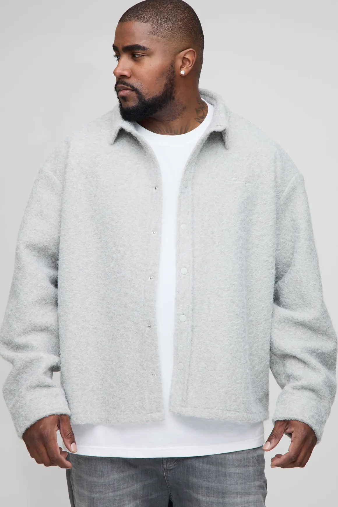 Plus surchemise oversize brodée et brossée