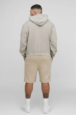 boohooMAN Plus Sweat à capuche ample, au style carré, lavage par pulvérisation et fermeture éclair<Homme Sweats À Capuche Et Sweatshirts|Sweats À Capuche Grande Taille