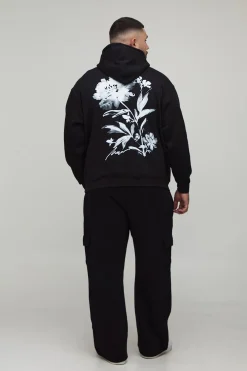 boohooMAN Plus Sweat à capuche oversize à motif floral<Homme Sweats À Capuche Et Sweatshirts|Sweats À Capuche Grande Taille
