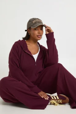 Plus sweat à capuche zippé à côtes tricotées