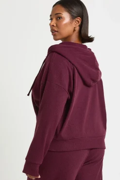 Plus sweat à capuche zippé à côtes tricotées