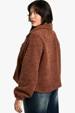 PLUS SWEATSHIRT BORG SURDIMENSIONNÉ À DEMI-ZIP AVEC POCHETTE LATÉRALE