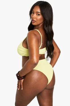 boohoo Plus Swimwear Essentials Culottes de Bikini Taille Haute Crinklées<Femme Maillots De Bain