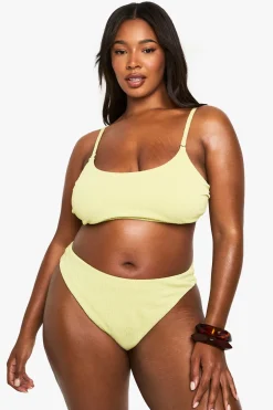 boohoo Plus Swimwear Essentials Culottes de Bikini Taille Haute Crinklées<Femme Maillots De Bain