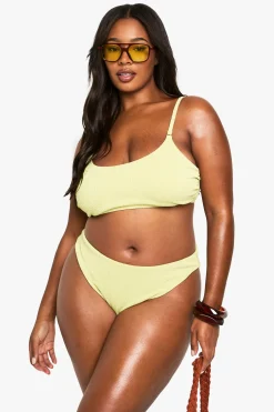 boohoo Plus Swimwear Essentials Culottes de Bikini Taille Haute Crinklées<Femme Maillots De Bain