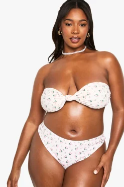 boohoo Plus Swimwear Essentials Ditsy Floral Knot Bandeau Bikini Top<Femme Maillots De Bain
