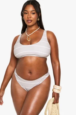 Plus Swimwear Essentials Haut de Bikini à Encolure Creuse Rayé