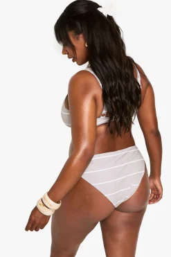 Plus Swimwear Essentials Haut de Bikini à Encolure Creuse Rayé