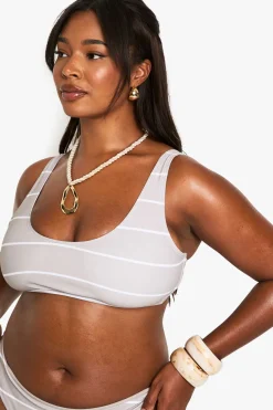 Plus Swimwear Essentials Haut de Bikini à Encolure Creuse Rayé