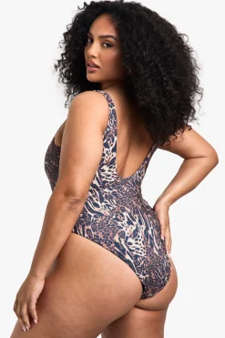 Plus Swimwear Essentials Maillot de bain Léopard à encolure dégagée