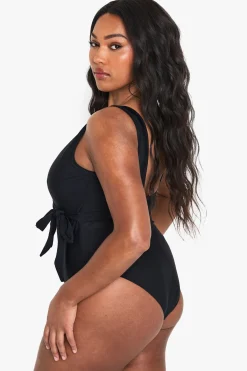 boohoo Plus Swimwear Essentials Maillot de Bain Enveloppant Contrôle du Ventre<Femme Maillots De Bain|Tenues De Plage