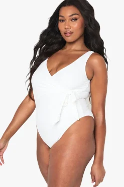 Plus Swimwear Essentials Maillot de bain enveloppant avec contrôle du ventre