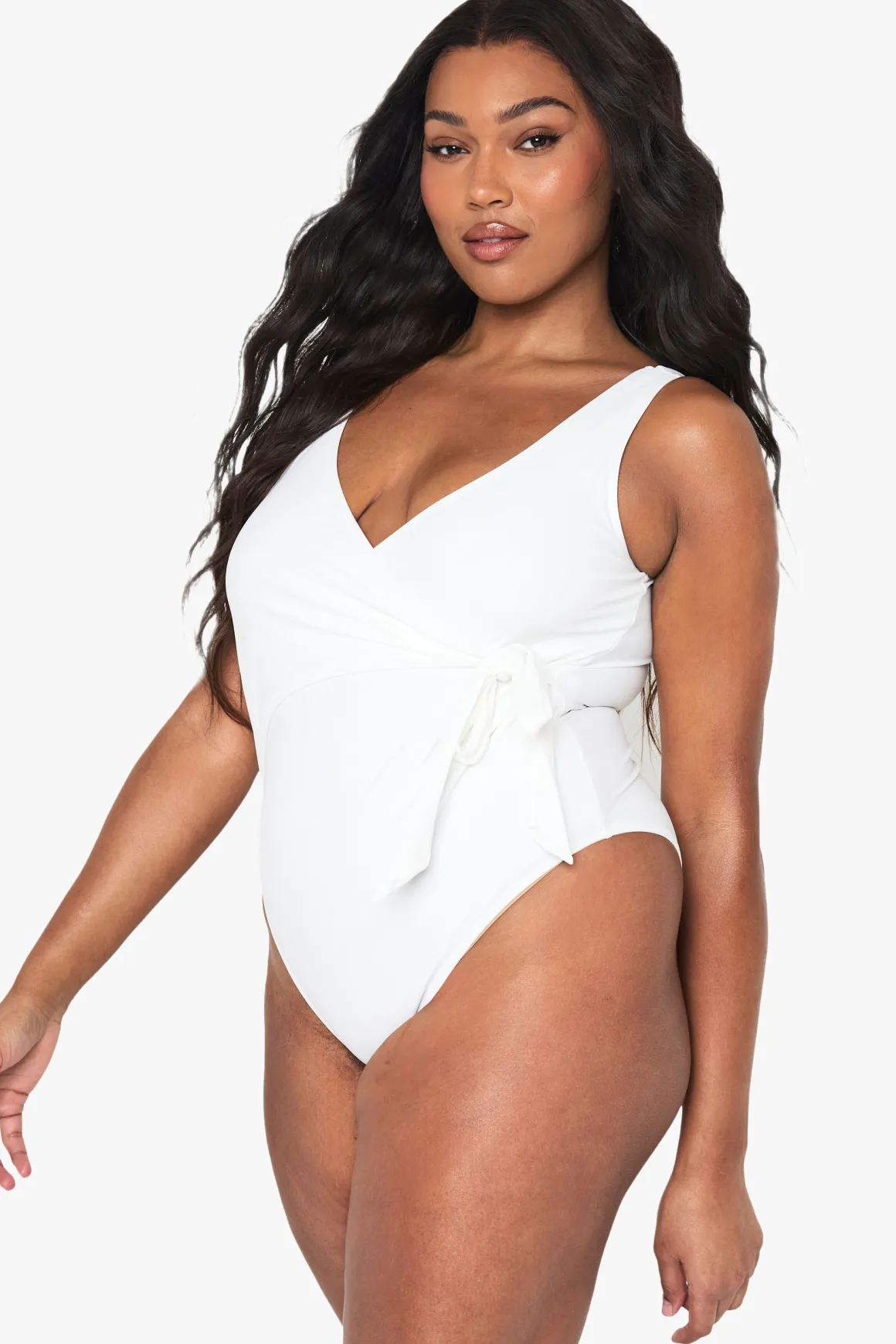 Plus Swimwear Essentials Maillot de bain enveloppant avec contrôle du ventre