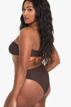 boohoo Plus Swimwear Essentials Top Bikini Bandeau<Femme Looks Chocolat|Tenues De Plage