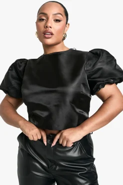 Plus Taffeta Bow Tie Back Top