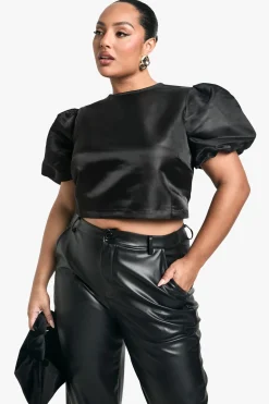 Plus Taffeta Bow Tie Back Top