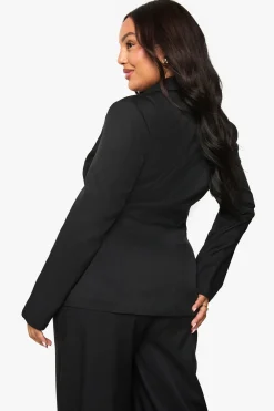 Plus Tailored Gold Button Blazer