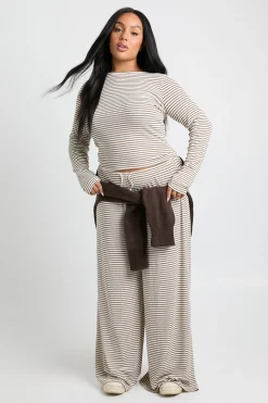 boohoo Plus Tee-shirt bébé à manches longues rayé<Femme Tops