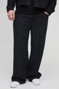 boohooMAN Plus Textured Denim Relaxed Fit Jeans<Homme Jeans Grande Taille|Denim