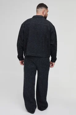 boohooMAN Plus Textured Denim Relaxed Fit Jeans<Homme Jeans Grande Taille|Denim