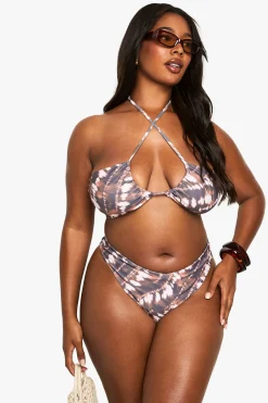 boohoo Plus Tie Dye Bas de Bikini Grande Taille V à Jambe Haute<Femme Maillots De Bain