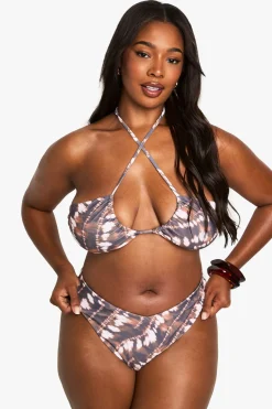 boohoo Plus Tie Dye Bas de Bikini Grande Taille V à Jambe Haute<Femme Maillots De Bain