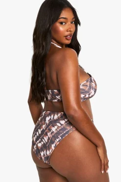boohoo Plus Tie Dye Bas de Bikini Grande Taille V à Jambe Haute<Femme Maillots De Bain